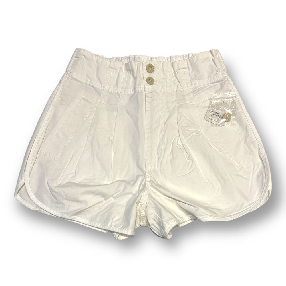 Free People Pleated Shorty Pull On White Shorts Size NWT